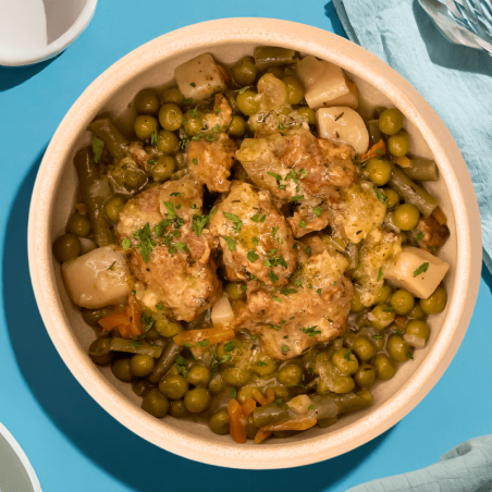 Poulet mariné au citron et légumes du jardin