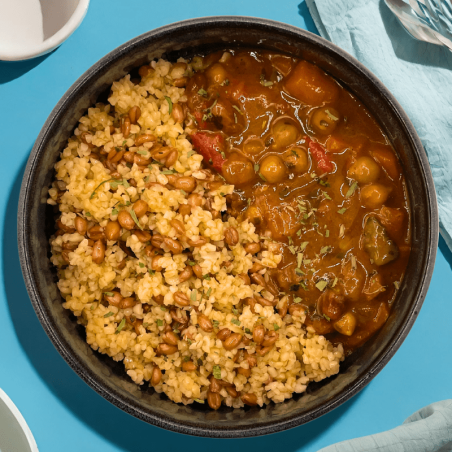 Tajine de légumes épicés aux céréales